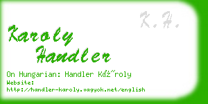 karoly handler business card